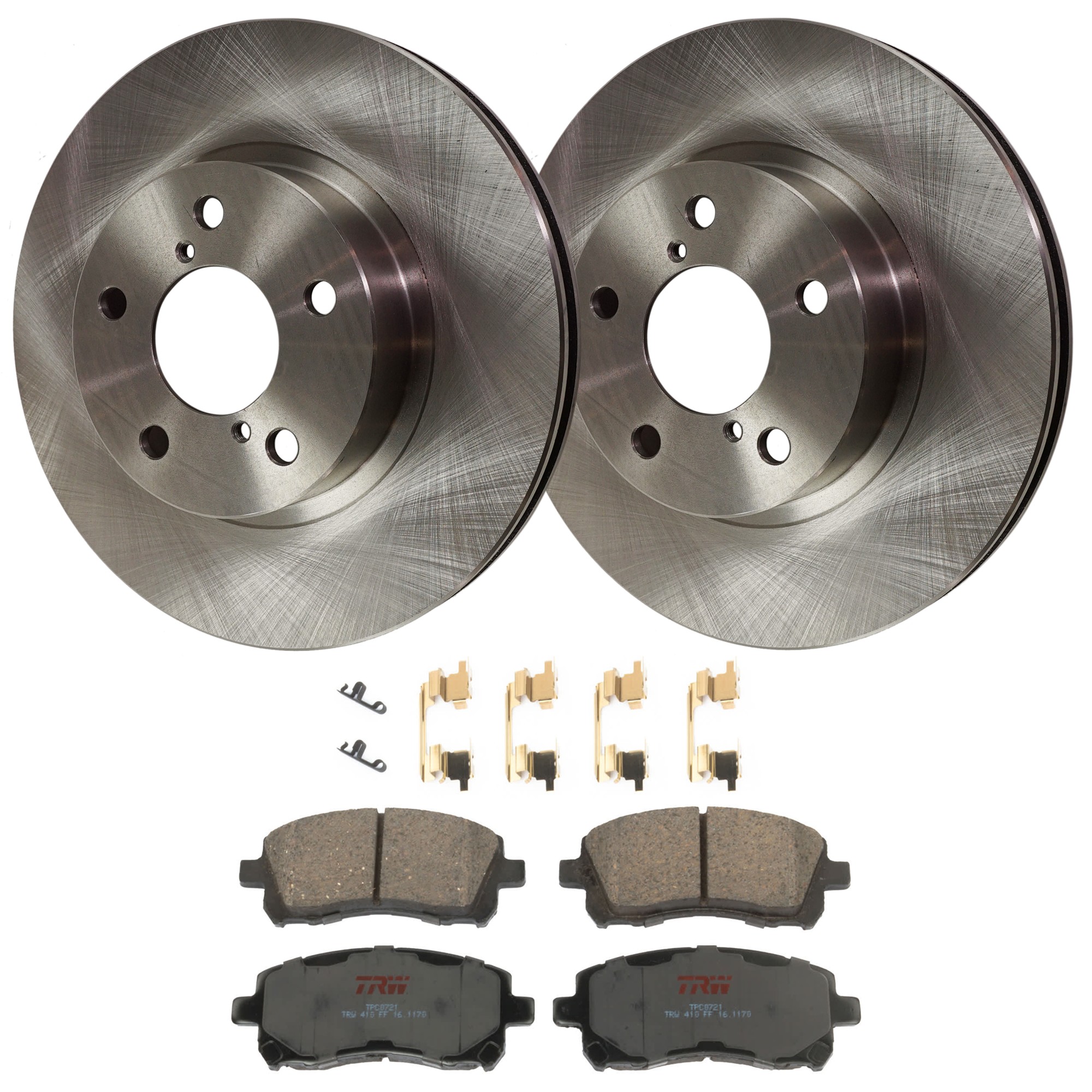 KIT-072924-4511 2-Wheel Set Front Brake Disc and Pad Kit, Plain Surface 5 Lugs 260.1 mm Ceramic, Includes (2) Brake Disc and (1) Brake Pad Set
