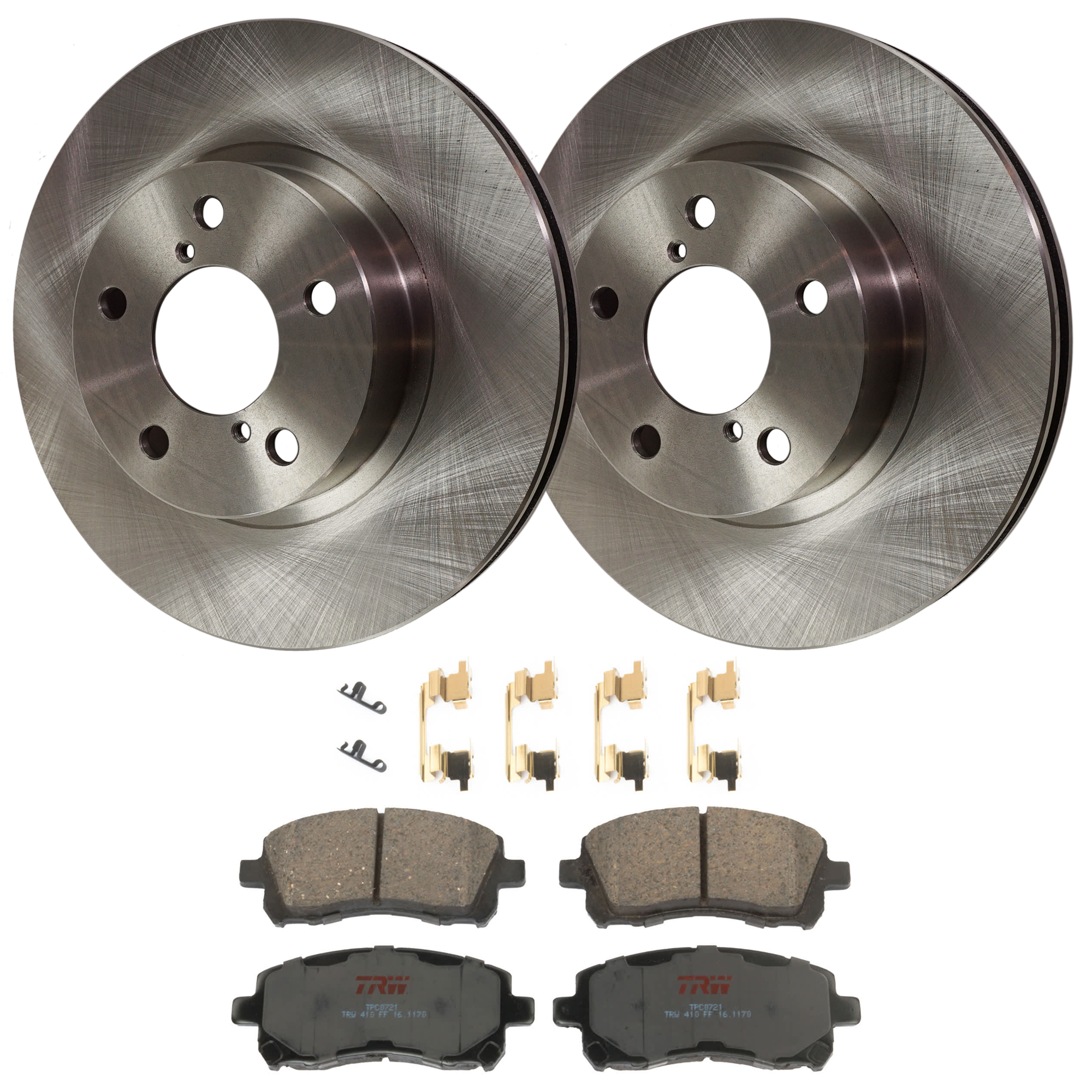 KIT-072924-4511 2-Wheel Set Front Brake Disc and Pad Kit, Plain Surface 5 Lugs 260.1 mm Ceramic, Includes (2) Brake Disc and (1) Brake Pad Set