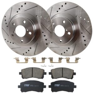 KIT-072924-4516 2-Wheel Set Front Brake Disc and Pad Kit, Cross-drilled and Slotted 5 Lugs 293.62 mm Ceramic, Includes (1) Brake Pad Set and (2) Brake Disc