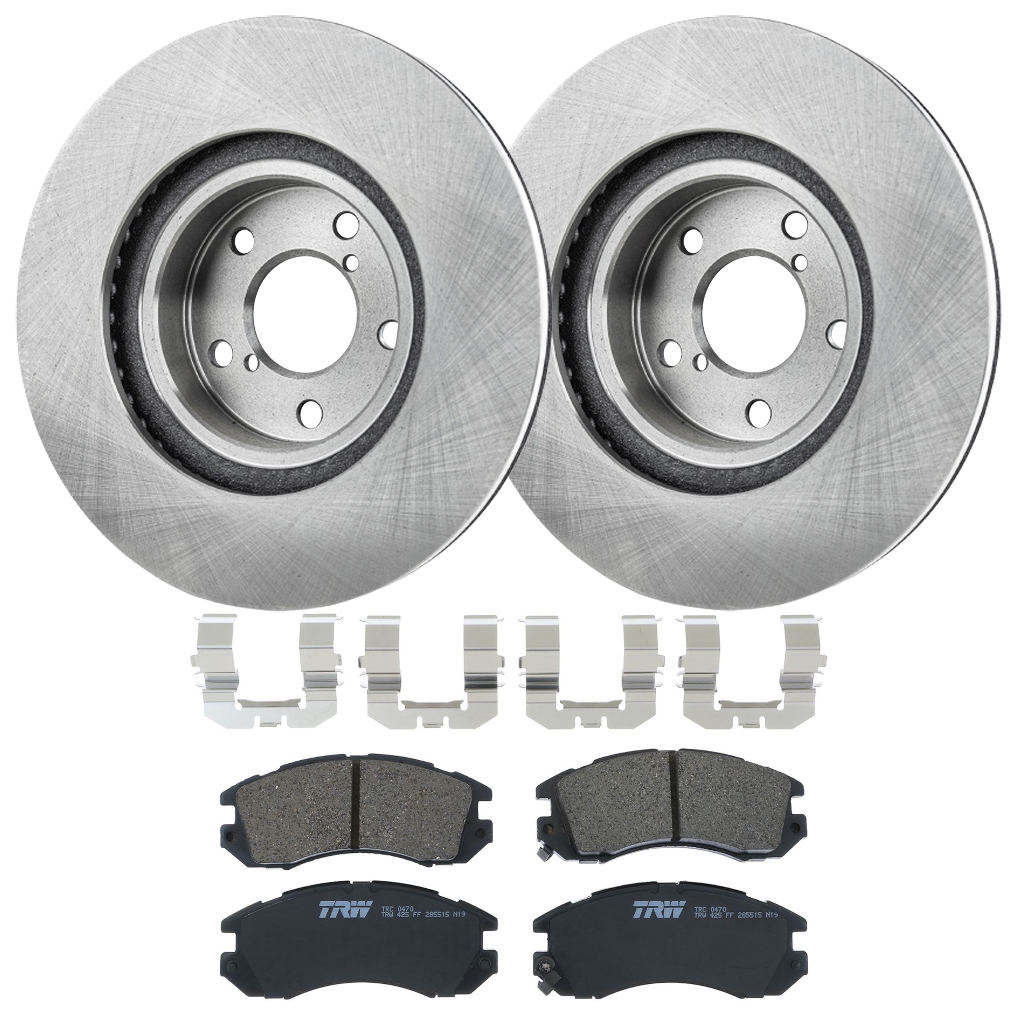 KIT-072924-4536 2-Wheel Set Front Brake Disc and Pad Kit, Plain Surface 5 Lugs 276.86 mm Ceramic, Includes (1) Brake Pad Set and (2) Brake Disc