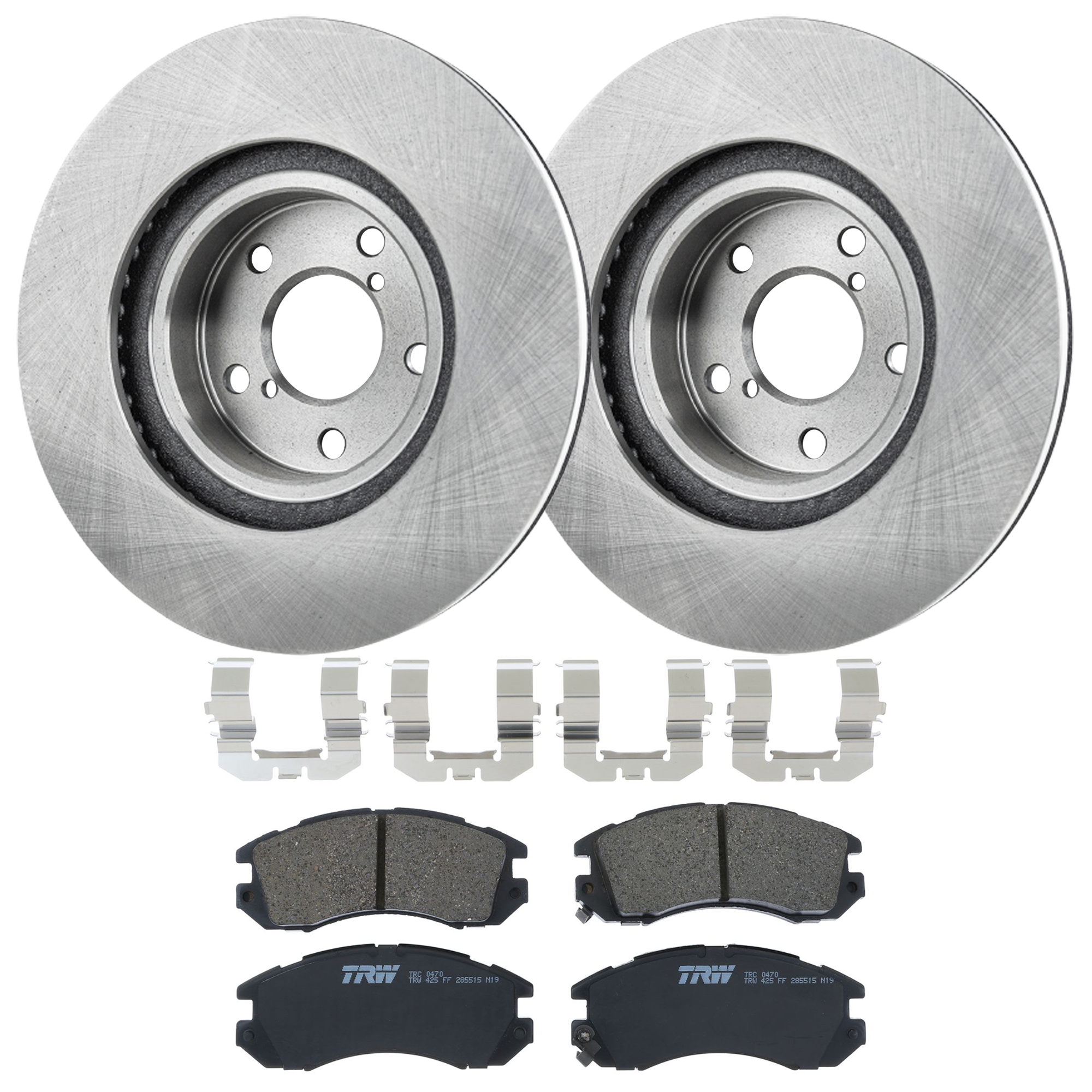 KIT-072924-4536 2-Wheel Set Front Brake Disc and Pad Kit, Plain Surface 5 Lugs 276.86 mm Ceramic, Includes (1) Brake Pad Set and (2) Brake Disc