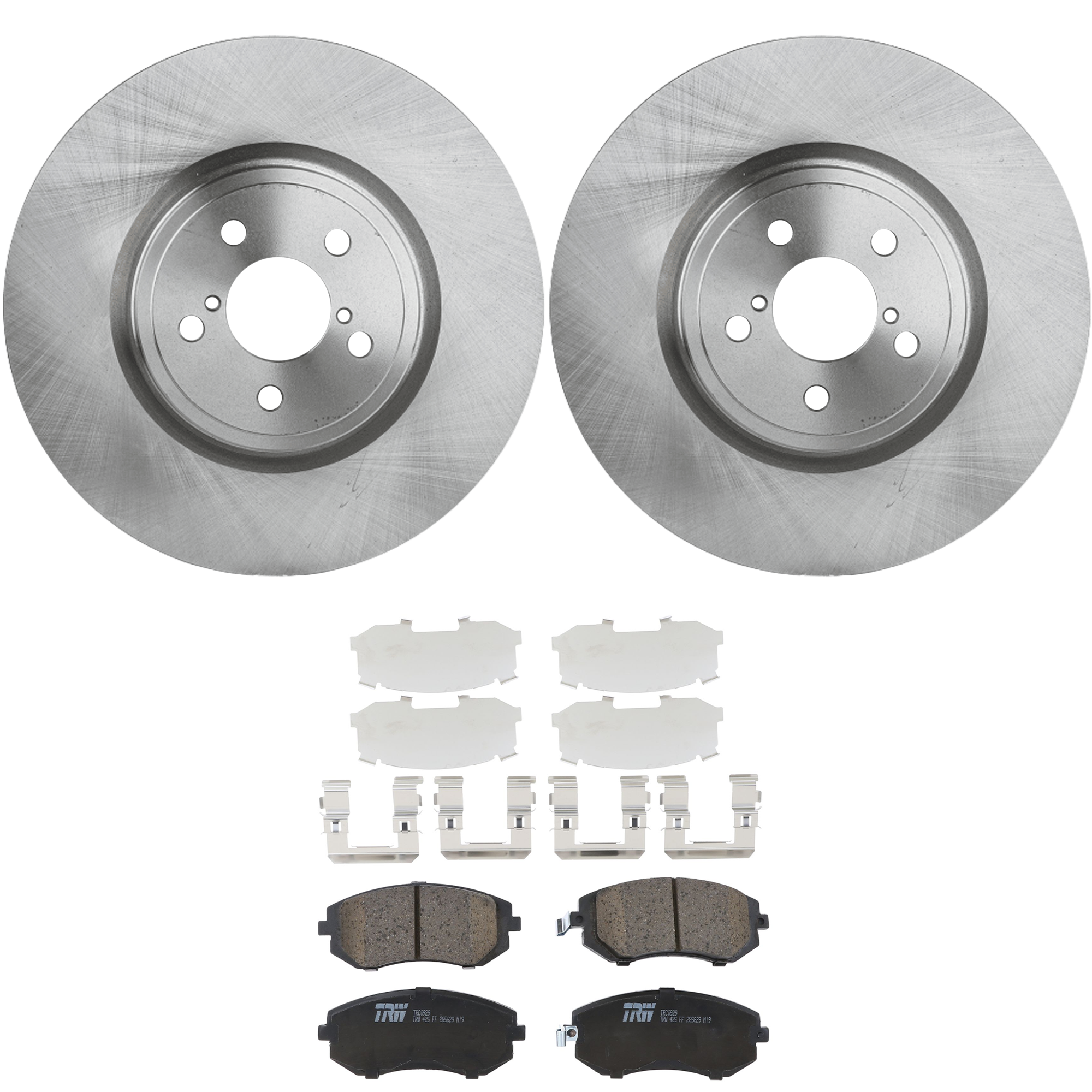 KIT-072924-4540 2-Wheel Set Front Brake Disc and Pad Kit, Plain Surface 5 Lugs 316.48 mm Ceramic, Includes (2) Brake Disc and (1) Brake Pad Set