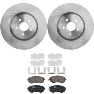 KIT-072924-4540 2-Wheel Set Front Brake Disc and Pad Kit, Plain Surface 5 Lugs 316.48 mm Ceramic, Includes (2) Brake Disc and (1) Brake Pad Set
