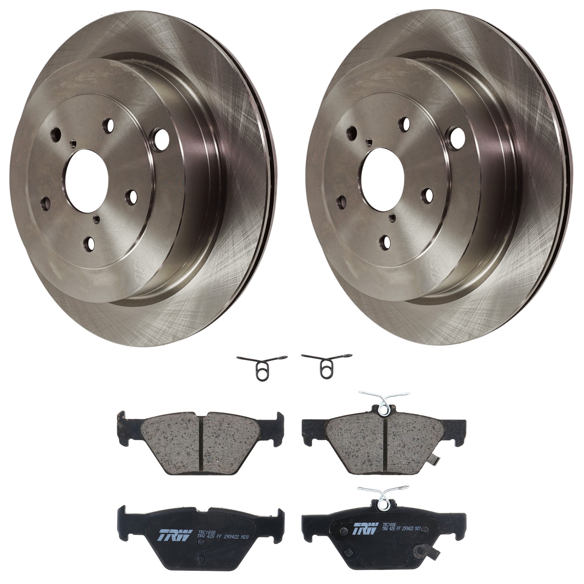 KIT-072924-5303 2-Wheel Set Rear Brake Disc and Pad Kit, Plain Surface 5 Lugs 319.79 mm Ceramic, Includes (2) Brake Disc and (1) Brake Pad Set