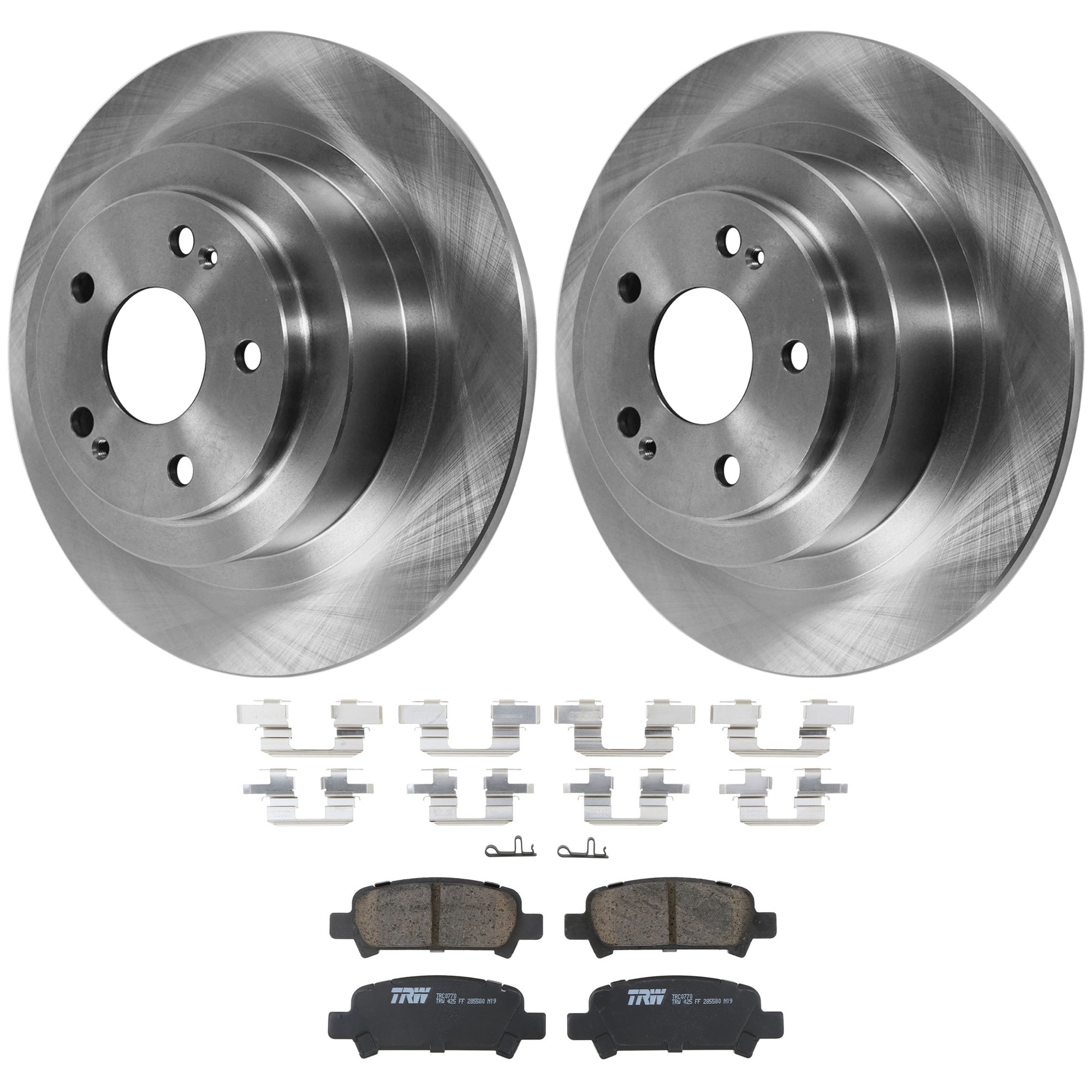 KIT-072924-5306 2-Wheel Set Rear Brake Disc and Pad Kit, Plain Surface 5 Lugs 289.81 mm Ceramic, Includes (1) Brake Pad Set and (2) Brake Disc