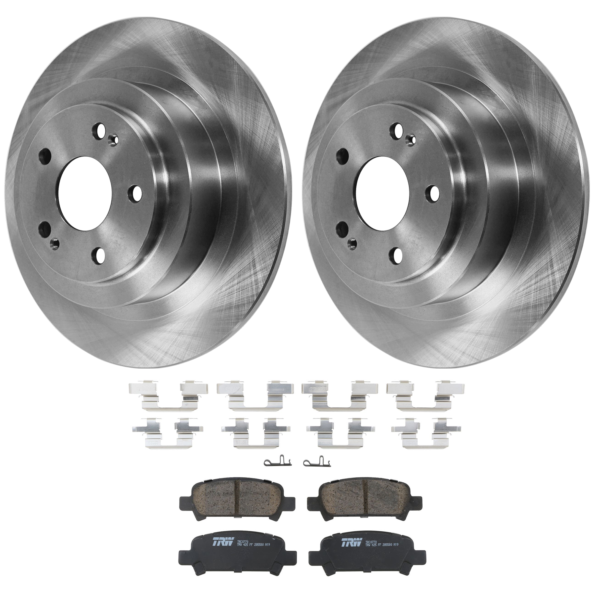 KIT-072924-5306 2-Wheel Set Rear Brake Disc and Pad Kit, Plain Surface 5 Lugs 289.81 mm Ceramic, Includes (1) Brake Pad Set and (2) Brake Disc