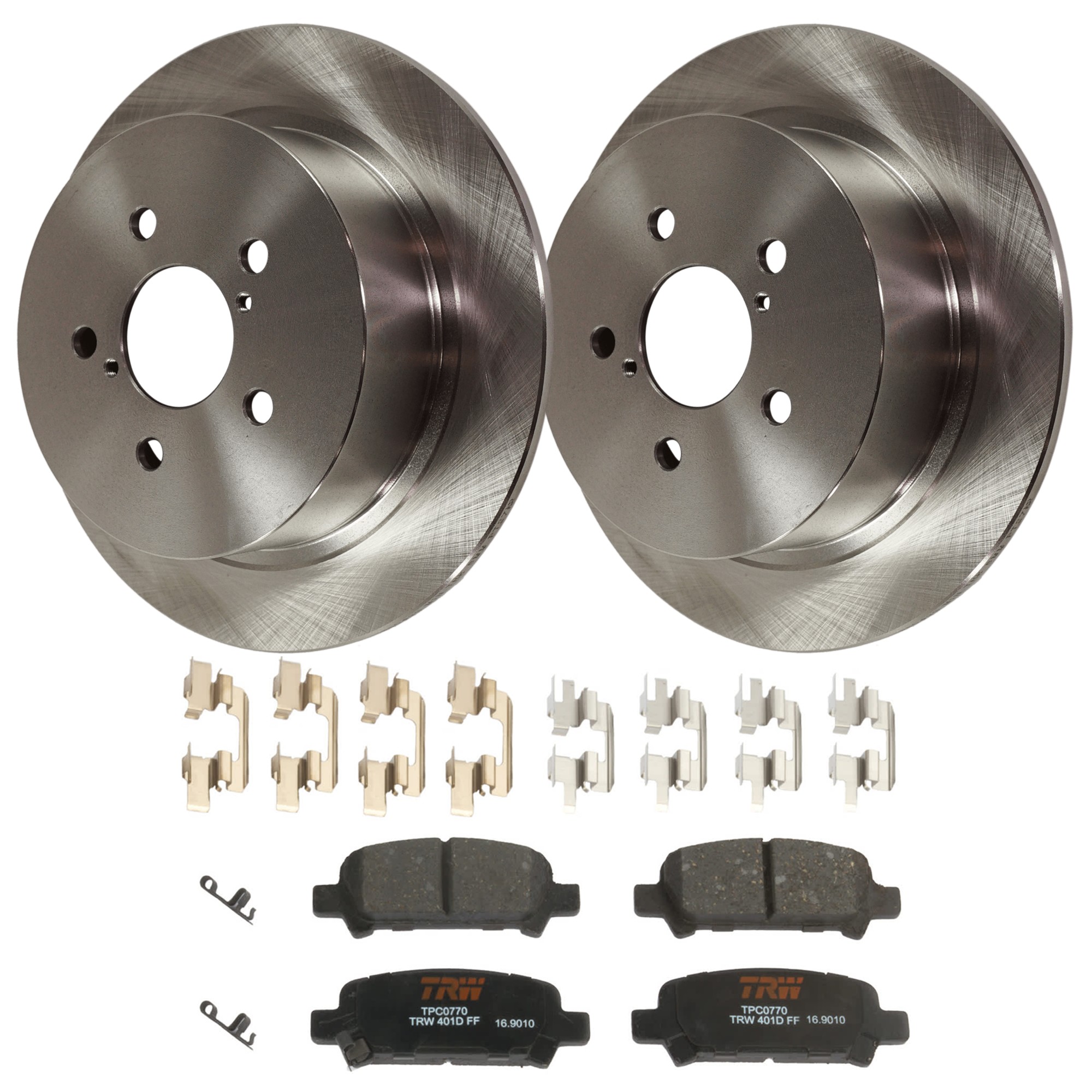 KIT-072924-5344 2-Wheel Set Rear Brake Disc and Pad Kit, Plain Surface 5 Lugs 273.81 mm Ceramic, Includes (1) Brake Pad Set and (2) Brake Disc