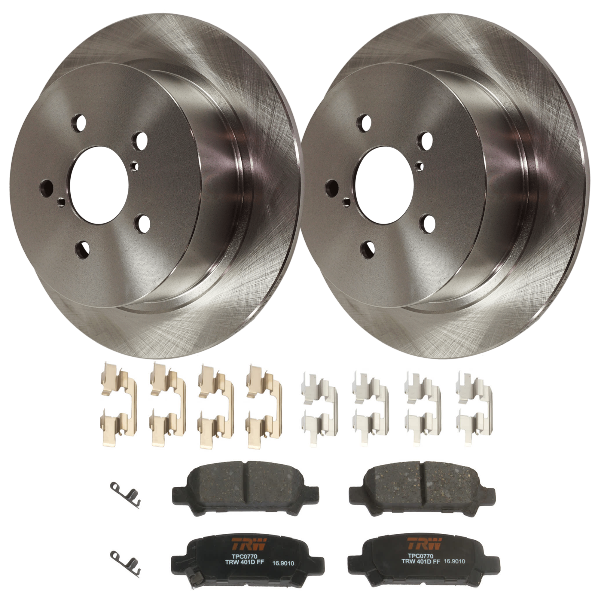 KIT-072924-5344 2-Wheel Set Rear Brake Disc and Pad Kit, Plain Surface 5 Lugs 273.81 mm Ceramic, Includes (1) Brake Pad Set and (2) Brake Disc