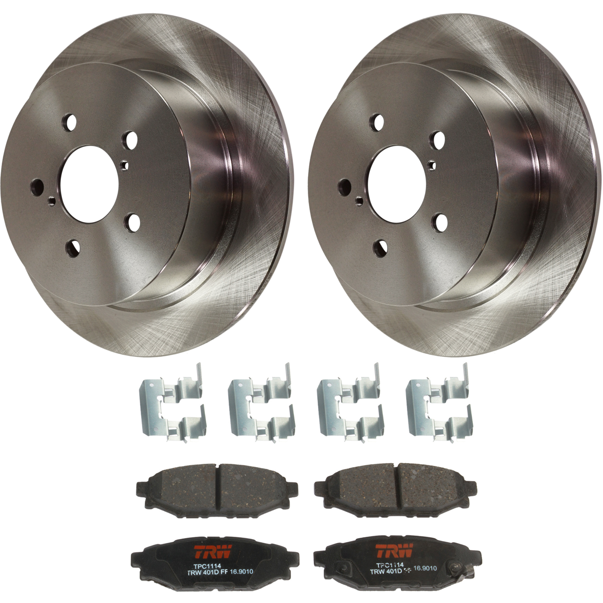 KIT-072924-5345 2-Wheel Set Rear Brake Disc and Pad Kit, Plain Surface 5 Lugs 273.81 mm Ceramic, Includes (1) Brake Pad Set and (2) Brake Disc