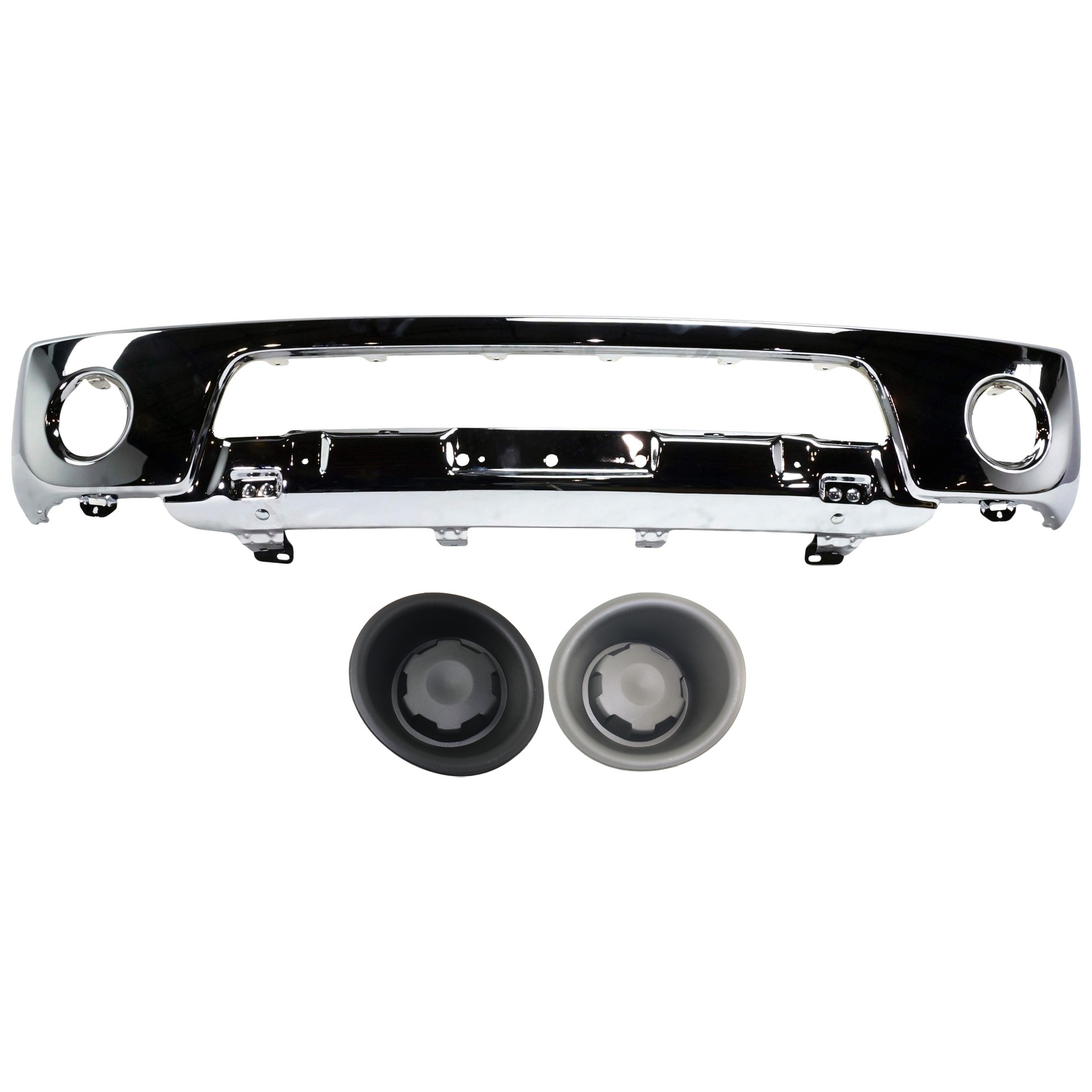 3-Piece Kit, Front Bumper, Chrome, Includes (1) Bumper and (2) Fog Light Cover