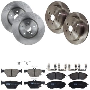 KIT-073024-9295 Front and Rear Brake Disc and Pad Kit, Plain Surface, 5 Lugs, Front-315.72 mm/Rear-319.79 mm, Front-Semi-Metallic/Rear-Ceramic