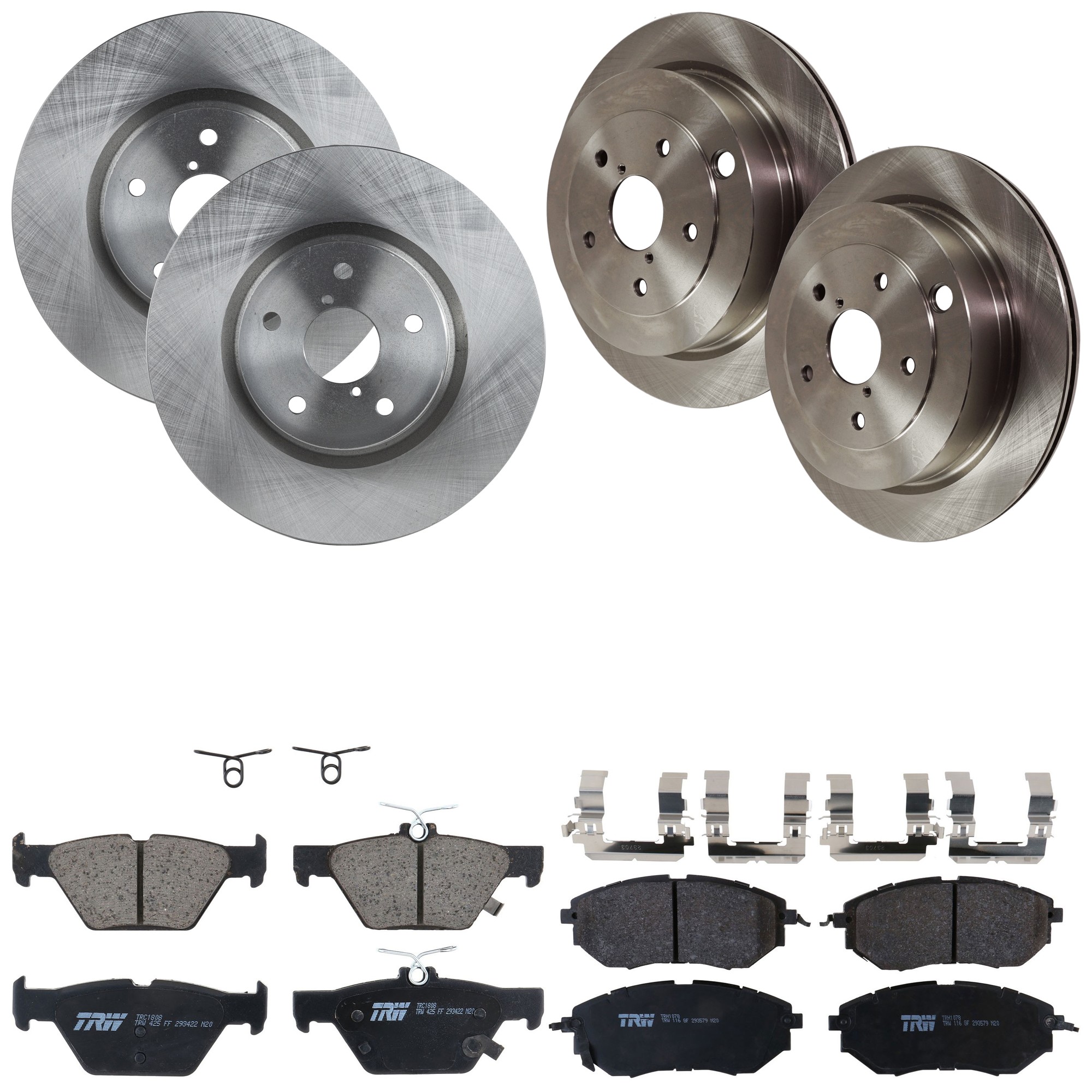 KIT-073024-9295 Front and Rear Brake Disc and Pad Kit, Plain Surface, 5 Lugs, Front-315.72 mm/Rear-319.79 mm, Front-Semi-Metallic/Rear-Ceramic