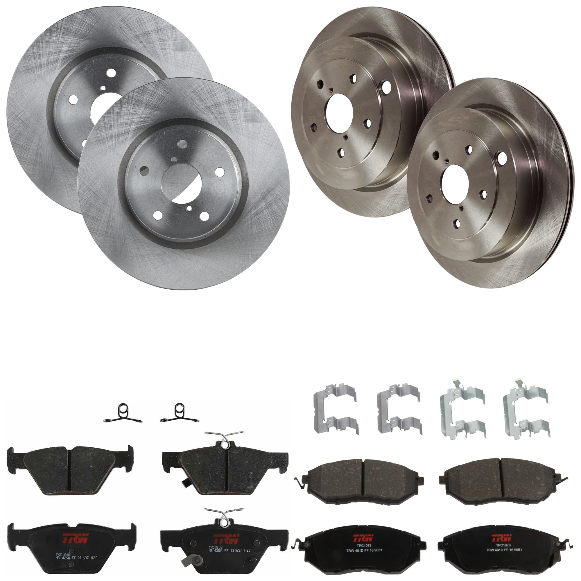 KIT-073024-9299 Front and Rear Brake Disc and Pad Kit, Plain Surface, 5 Lugs, Front-315.72 mm/Rear-319.79 mm, Front-Semi-Metallic/Rear-Ceramic