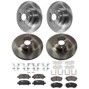 KIT-073024-9304 4-Wheel Set Front and Rear Brake Disc and Pad Kit, Plain Surface 5 Lugs Front-293.62 mm/Rear-289.81 mm Ceramic, Includes (2) Brake Pad Set and (4) Brake Disc