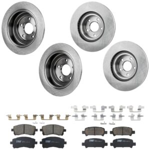 KIT-073024-9322 4-Wheel Set Front and Rear Brake Disc and Pad Kit, Plain Surface 5 Lugs Front-276.86 mm/Rear-265.43 mm Ceramic, Includes (2) Brake Pad Set and (4) Brake Disc