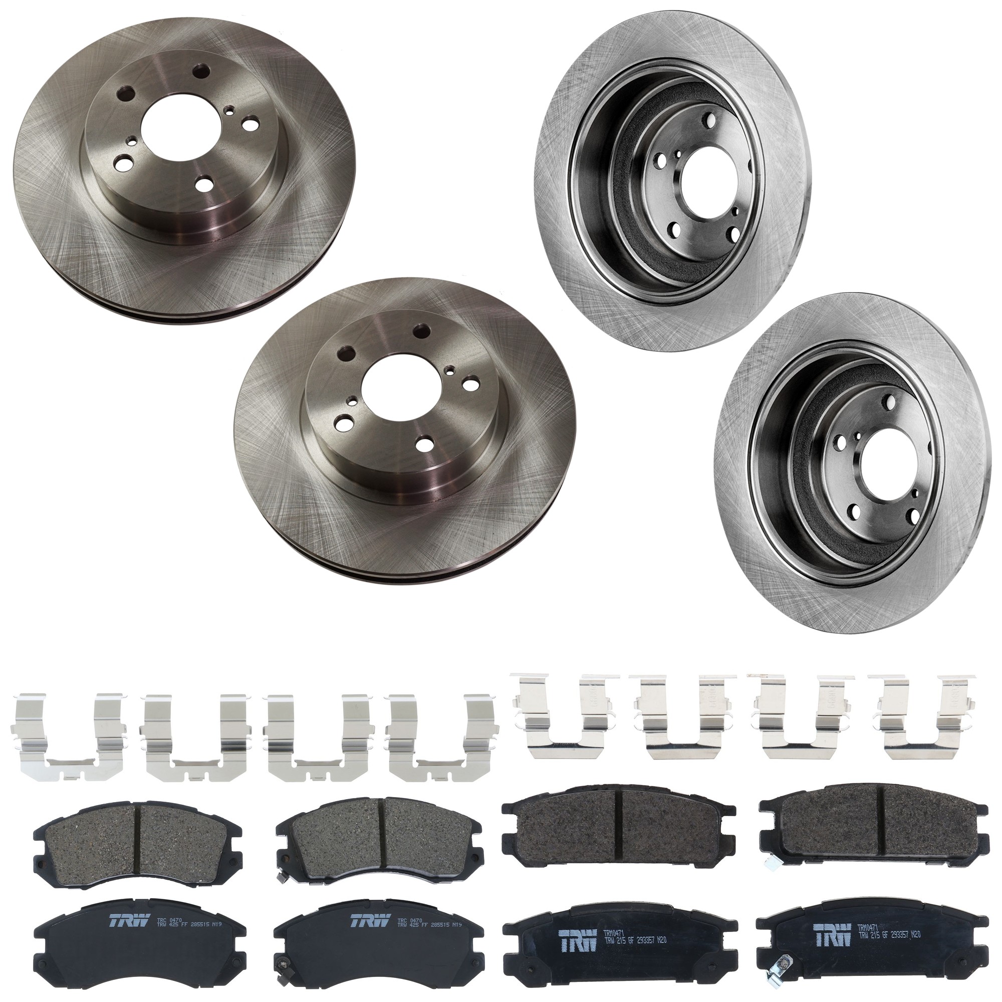 KIT-073024-9368 Front and Rear Brake Disc and Pad Kit, Plain Surface, 5 Lugs, Front-260.1 mm/Rear-265.43 mm, Front-Ceramic/Rear-Semi-Metallic