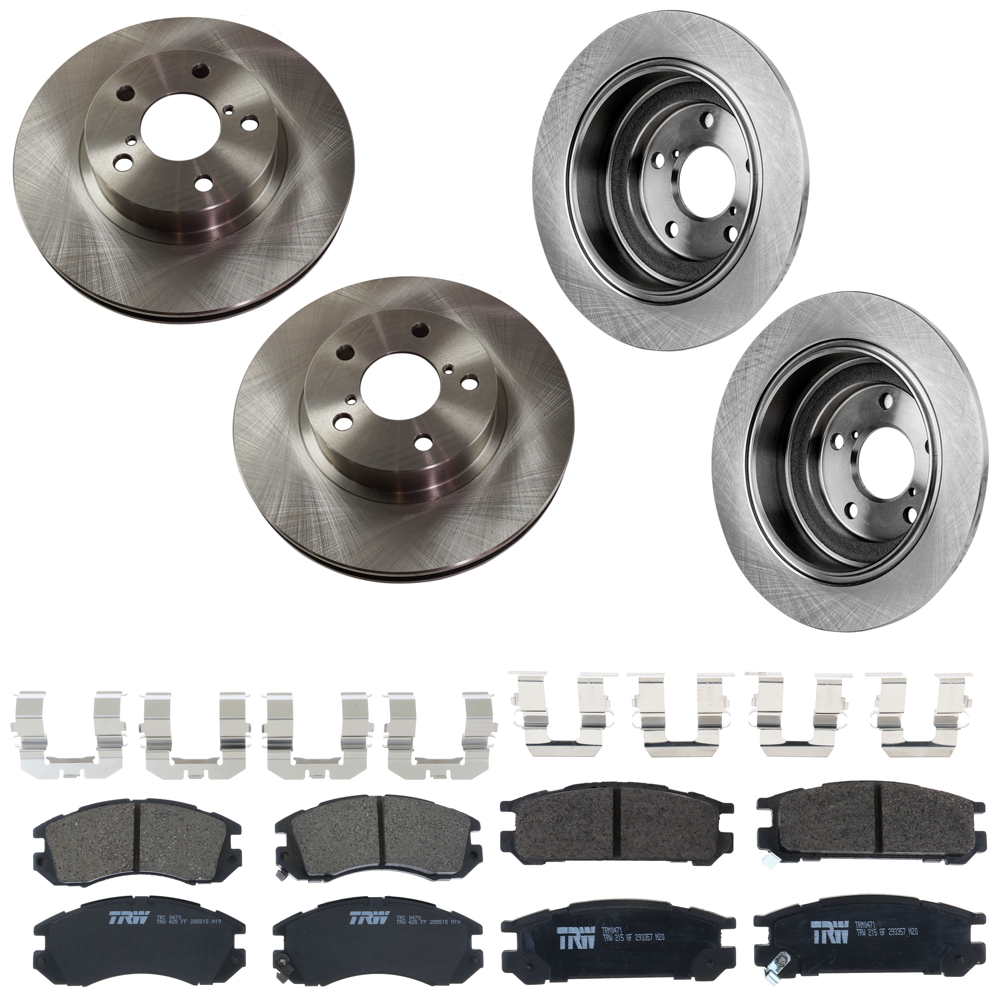 KIT-073024-9368 Front and Rear Brake Disc and Pad Kit, Plain Surface, 5 Lugs, Front-260.1 mm/Rear-265.43 mm, Front-Ceramic/Rear-Semi-Metallic