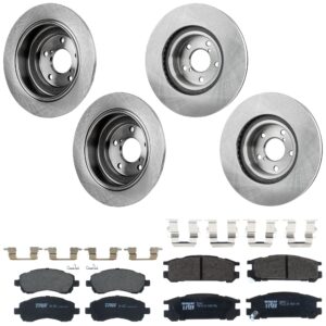 KIT-073024-9375 Front and Rear Brake Disc and Pad Kit, Plain Surface, 5 Lugs, Front-276.86 mm/Rear-265.43 mm, Front-Ceramic/Rear-Semi-Metallic
