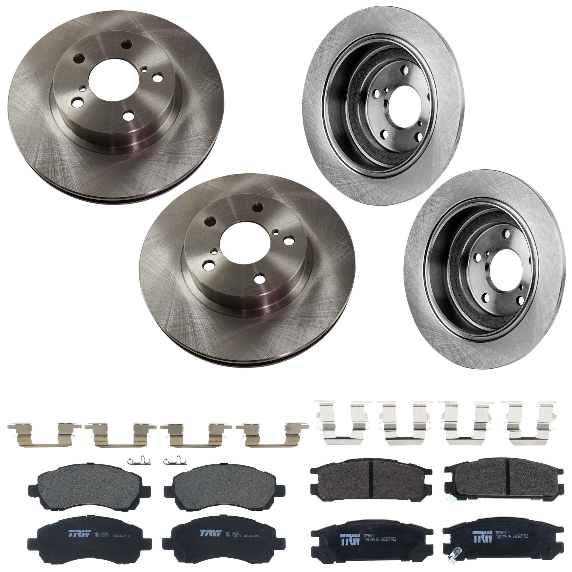 KIT-073024-9461 Front and Rear Brake Disc and Pad Kit, Plain Surface, 5 Lugs, Front-260.1 mm/Rear-265.43 mm, Front-Ceramic/Rear-Semi-Metallic