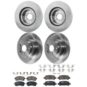 KIT-073024-9468 4-Wheel Set Front and Rear Brake Disc and Pad Kit, Plain Surface 5 Lugs Front-276.86 mm/Rear-289.81 mm Ceramic, Includes (2) Brake Pad Set and (4) Brake Disc