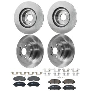 KIT-073024-9469 4-Wheel Set Front and Rear Brake Disc and Pad Kit, Plain Surface 5 Lugs Front-276.86 mm/Rear-289.81 mm Ceramic, Includes (2) Brake Pad Set and (4) Brake Disc