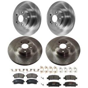 KIT-073024-9480 4-Wheel Set Front and Rear Brake Disc and Pad Kit, Plain Surface 5 Lugs Front-293.62 mm/Rear-289.81 mm Ceramic, Includes (2) Brake Pad Set and (4) Brake Disc