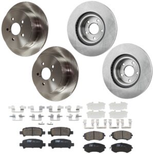 KIT-073024-9551 4-Wheel Set Front and Rear Brake Disc and Pad Kit, Plain Surface 5 Lugs Front-276.86 mm/Rear-273.81 mm Ceramic, Includes (2) Brake Pad Set and (4) Brake Disc