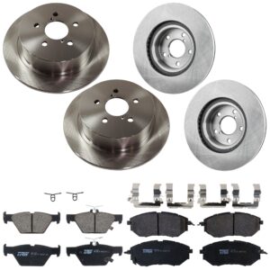 KIT-073024-9564 4-Wheel Set Front and Rear Brake Disc and Pad Kit, Plain Surface 5 Lugs Front-276.86 mm/Rear-273.81 mm Front-Semi-Metallic/Rear-Ceramic, Includes (2) Brake Pad...