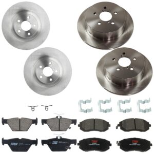 KIT-073024-9607 4-Wheel Set Front and Rear Brake Disc and Pad Kit, Plain Surface 5 Lugs Front-293.4 mm/Rear-273.81 mm Ceramic, Includes (2) Brake Pad Set and (4) Brake Disc