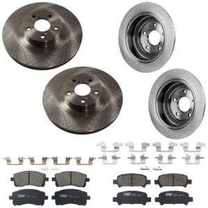 KIT-073024-9691 4-Wheel Set Front and Rear Brake Disc and Pad Kit, Plain Surface 5 Lugs Front-293.62 mm/Rear-265.43 mm Ceramic, Includes (2) Brake Pad Set and (4) Brake Disc