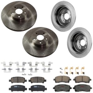 KIT-073024-9692 4-Wheel Set Front and Rear Brake Disc and Pad Kit, Plain Surface 5 Lugs Front-293.62 mm/Rear-265.43 mm Ceramic, Includes (2) Brake Pad Set and (4) Brake Disc