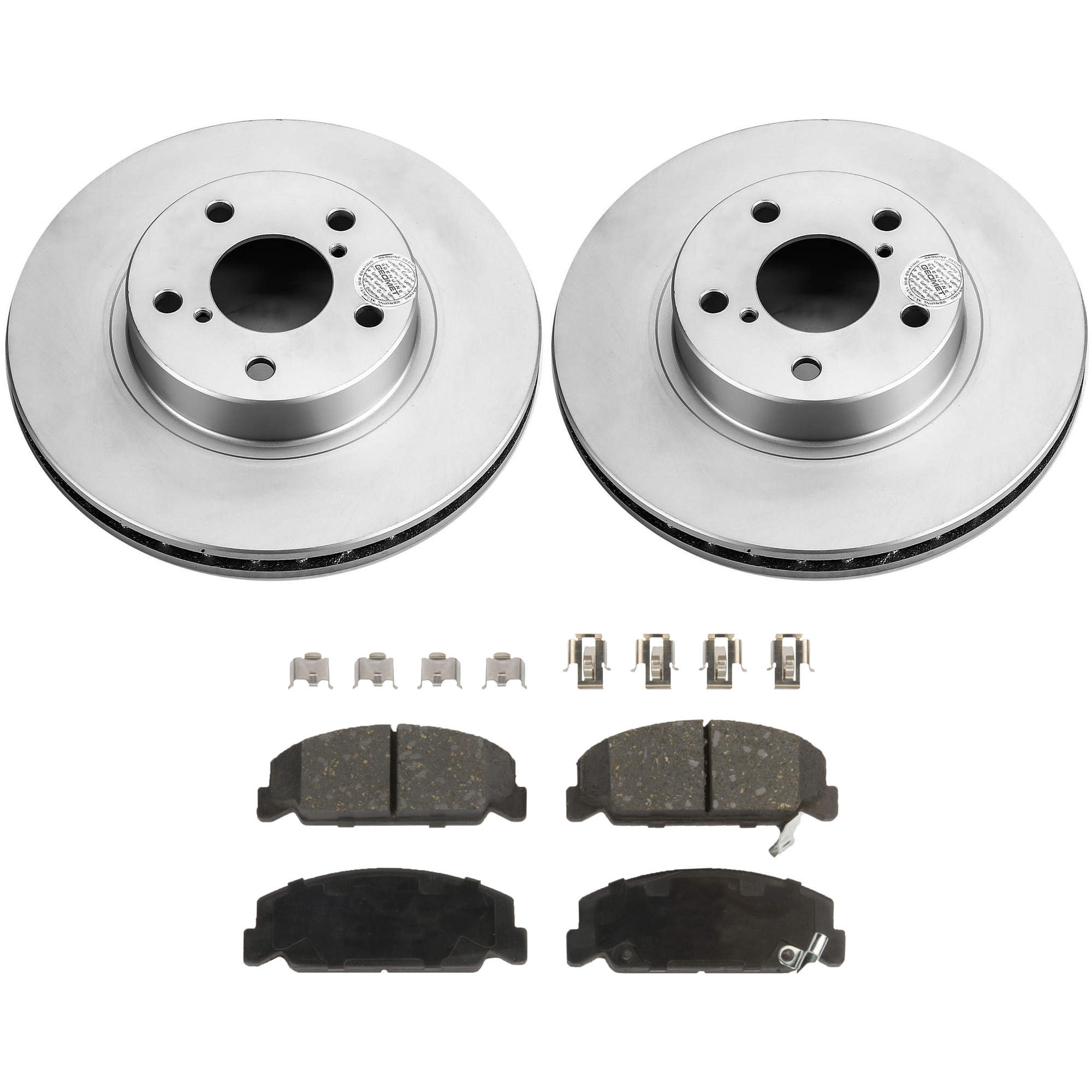 KIT-090221-501 2-Wheel Set Front Brake Disc and Pad Kit, Plain Surface 5 Lugs 259.08 mm Ceramic Evolution Geomet Coated High Carbon, Includes (2) Brake Disc and (1) Brake Pad Set