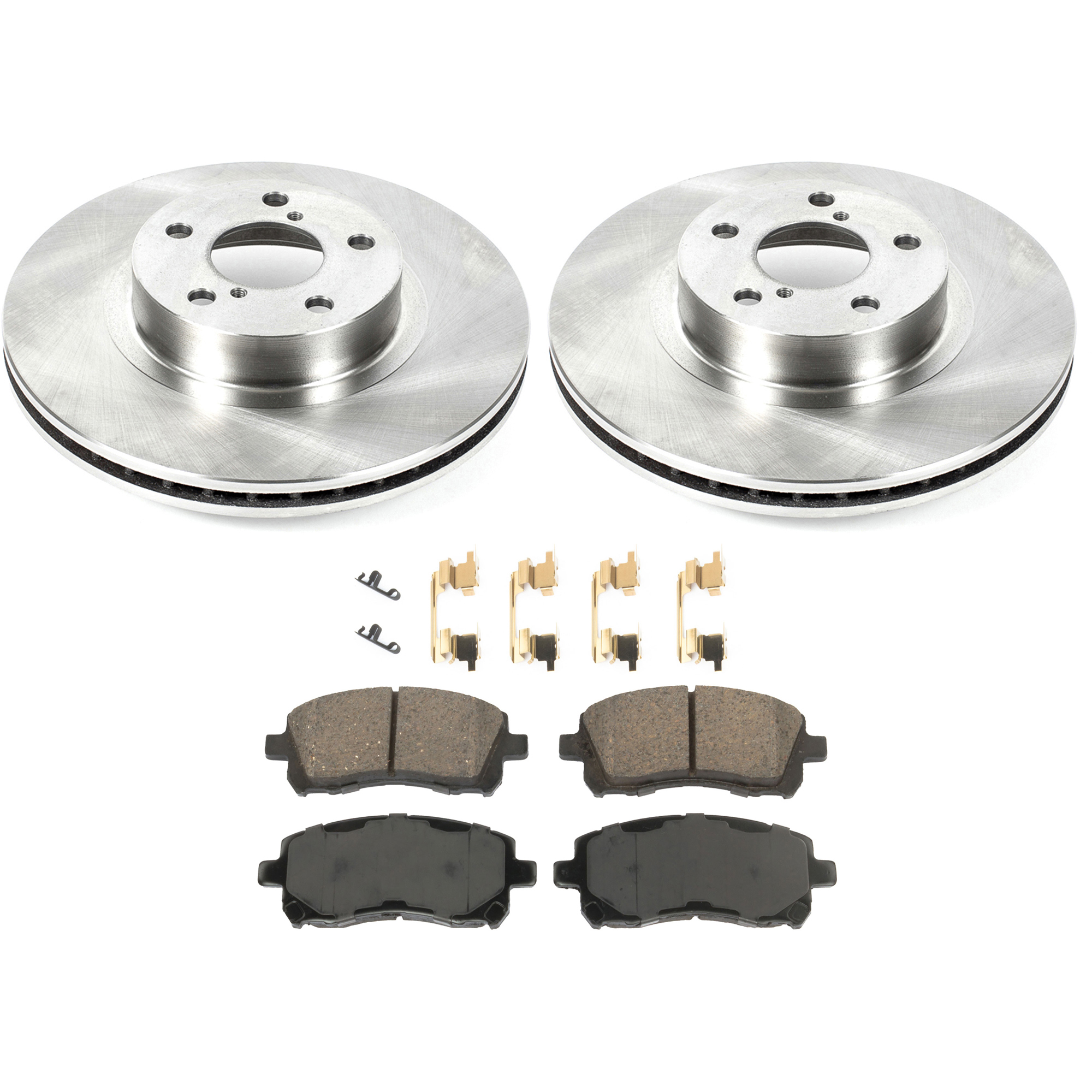 KIT-090221-572 2-Wheel Set Brake Disc and Pad Kit, Plain Surface 5 Lugs Ceramic Autospecialty By Powerstop, Includes (2) Disc and (1) Pad Set