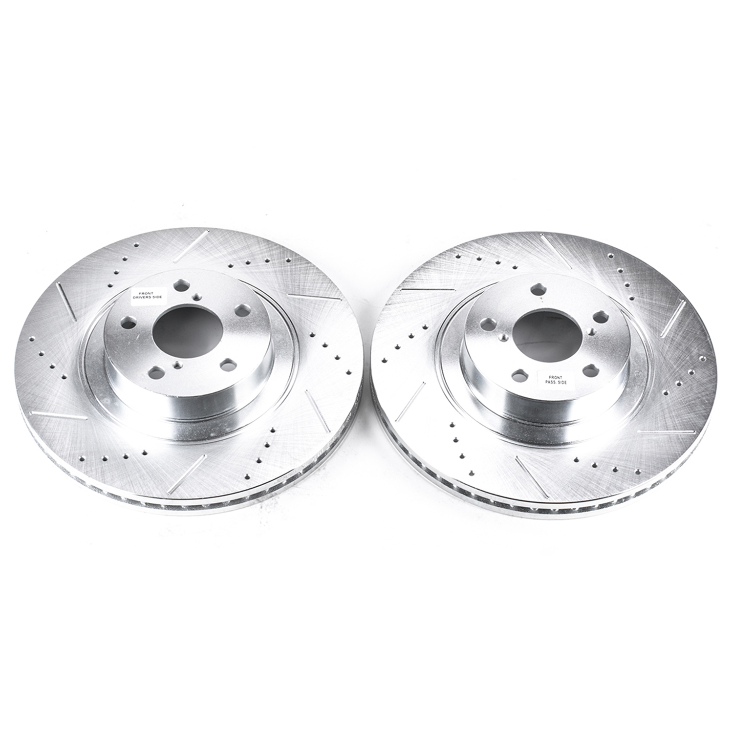 KIT-090221-641 2-Wheel Set Front Brake Disc and Pad Kit, Cross-drilled and Slotted 5 Lugs 293.88 mm Ceramic Evolution Drilled & Slotted Series, Includes (1) Disc and (1) Pad Set