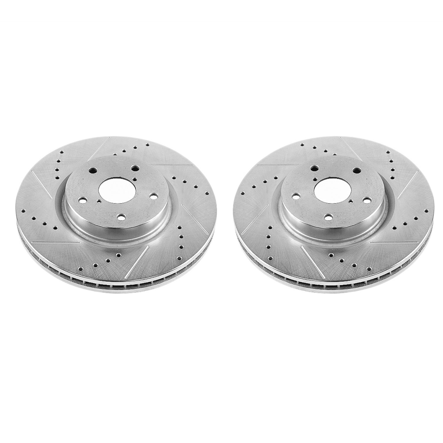 KIT-090821-416 2-Wheel Set Front Brake Disc and Pad Kit, Cross-drilled and Slotted 5 Lugs Organic Evolution Drilled & Slotted Series, Includes (1) Disc and (1) Pad Set