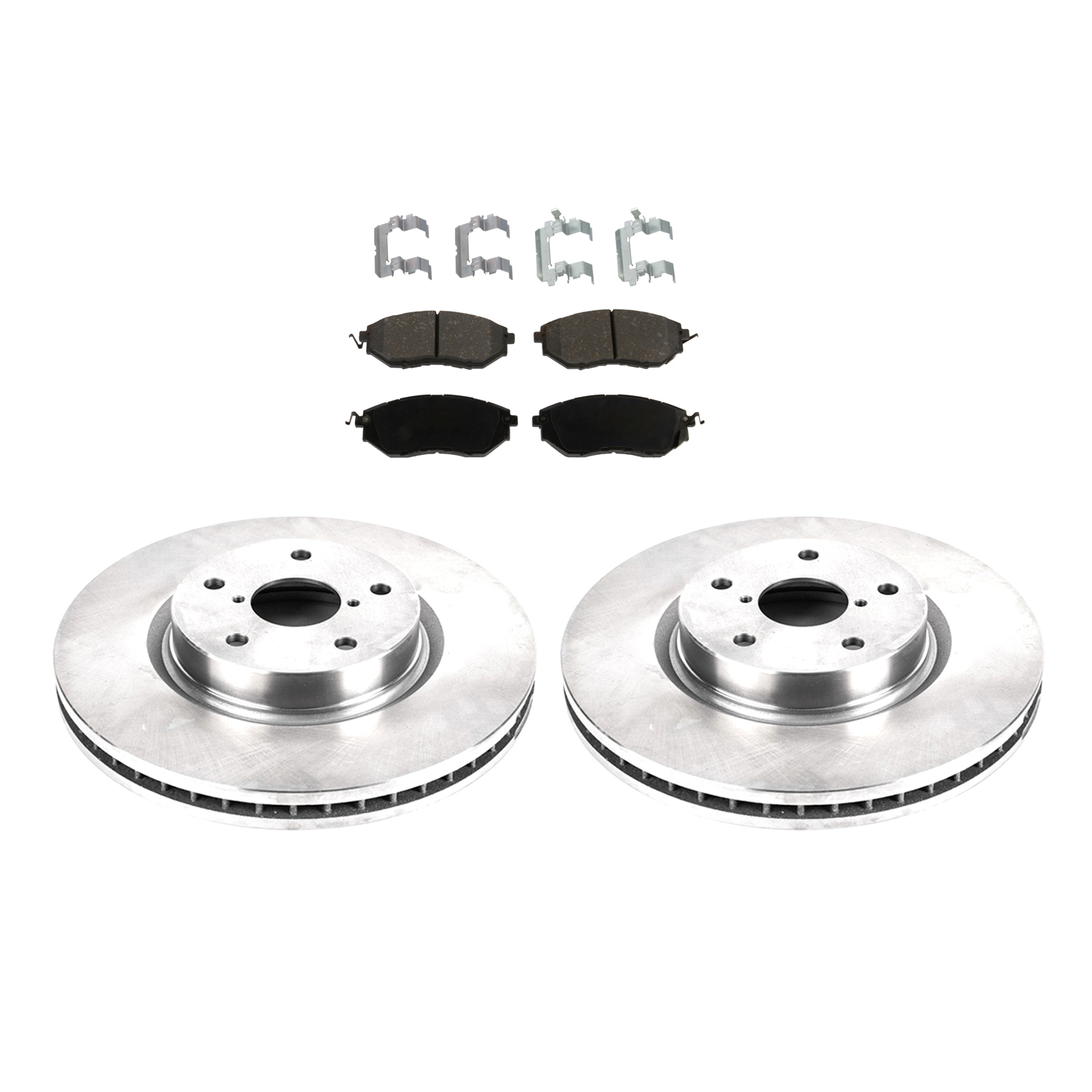KIT-090821-417 2-Wheel Set Brake Disc and Pad Kit, Plain Surface 5 Lugs Organic Autospecialty By Powerstop, Includes (2) Disc and (1) Pad Set