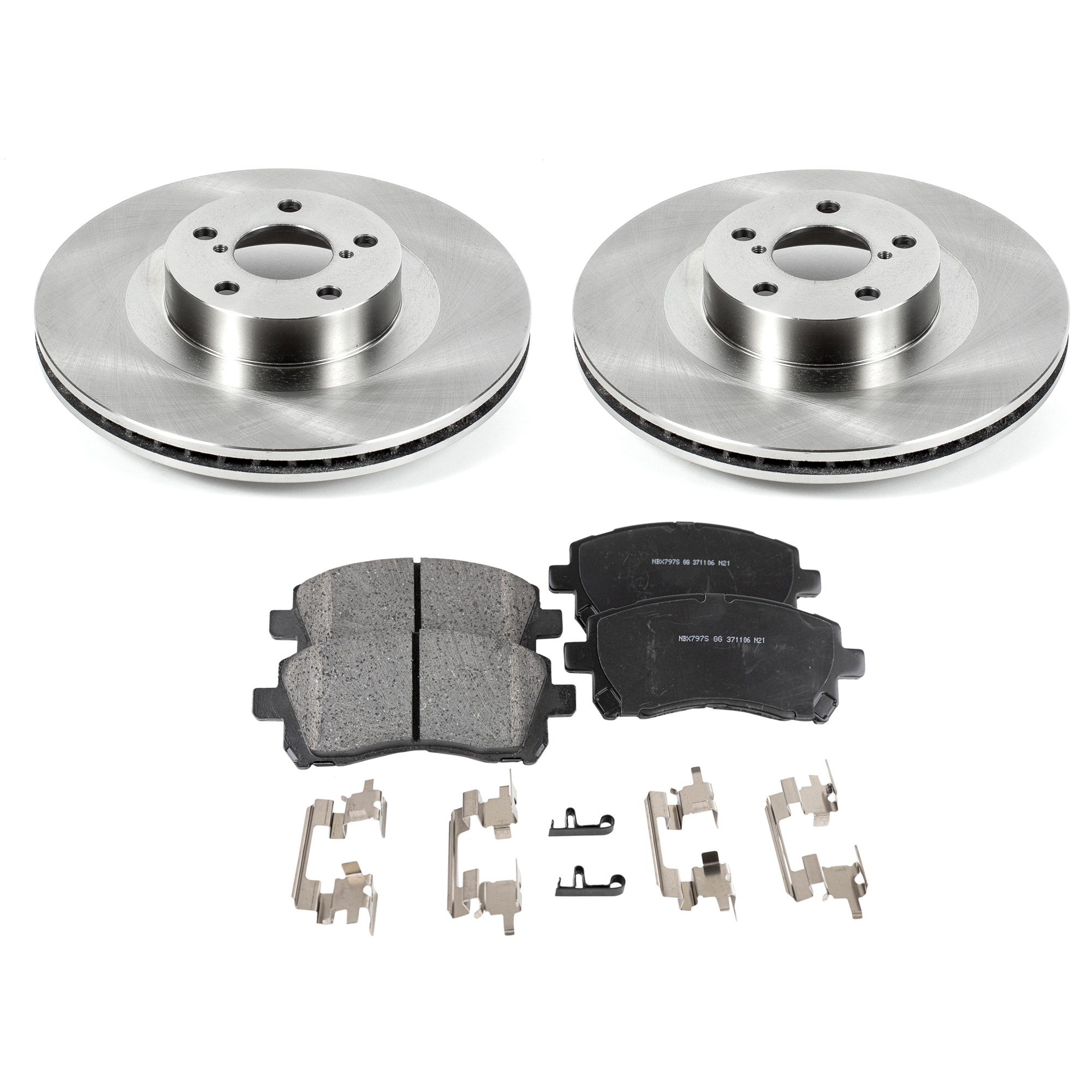 KIT-091421-16 2-Wheel Set Front Brake Disc and Pad Kit, Plain Surface 5 Lugs Ceramic SureStop OE Replacement, Includes (2) Disc and (1) Pad Set