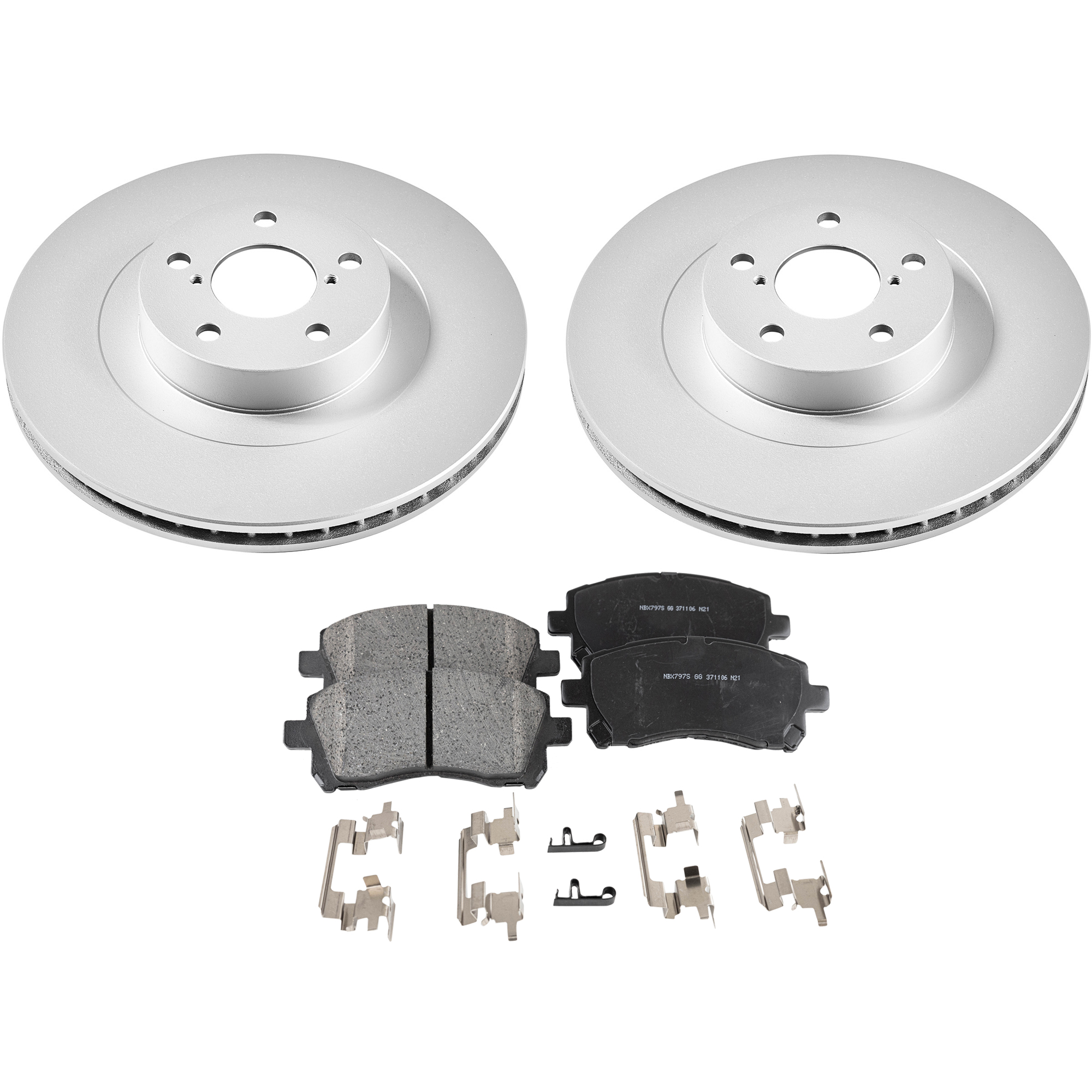 KIT-091421-17 2-Wheel Set Front Brake Disc and Pad Kit, Plain Surface 5 Lugs Ceramic SureStop OE Replacement, Includes (2) Disc and (1) Pad Set