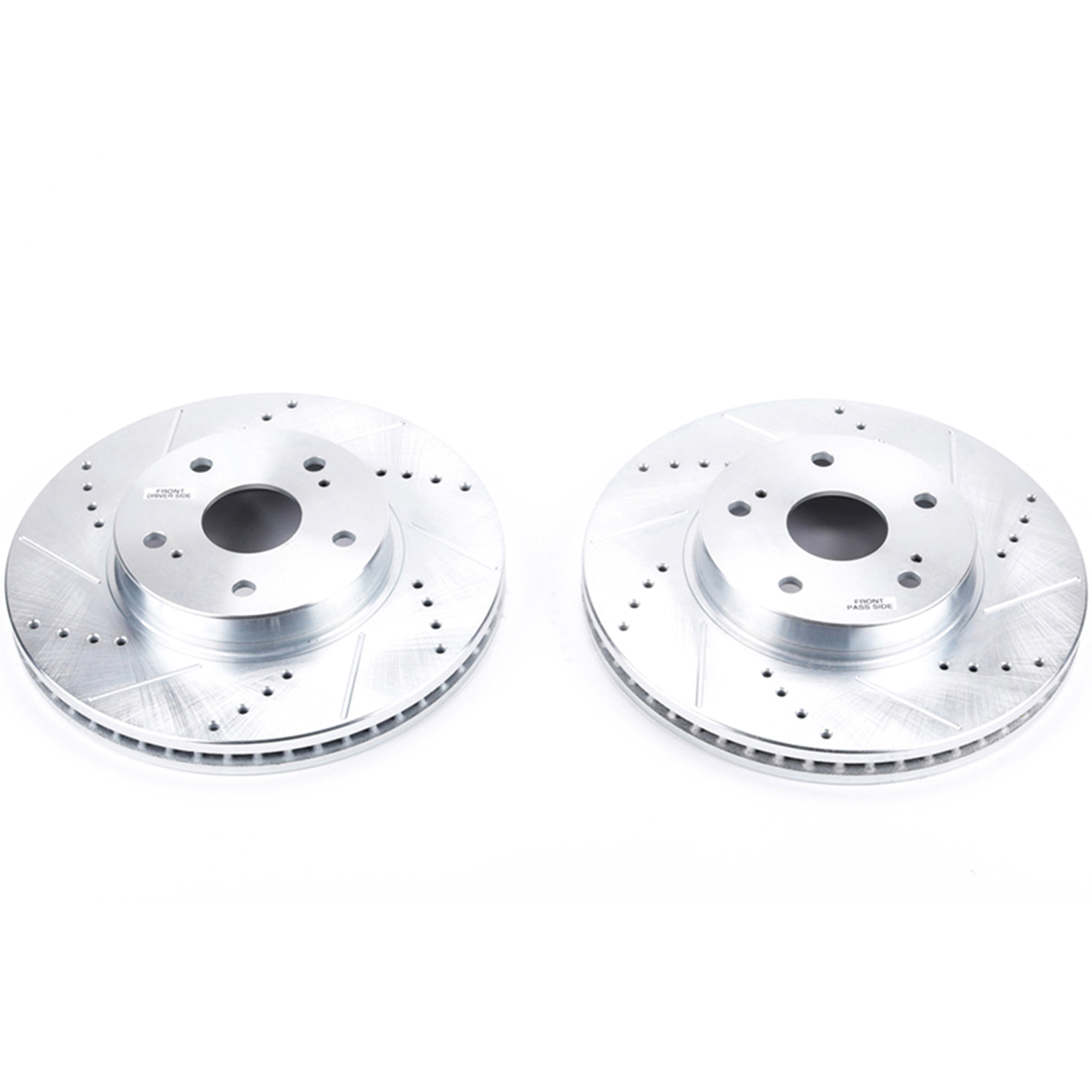 KIT-091421-88 2-Wheel Set Front Brake Disc and Pad Kit, Cross-drilled and Slotted 5 Lugs Organic SureStop Performance Replacement, Includes (1) Disc and (1) Pad Set