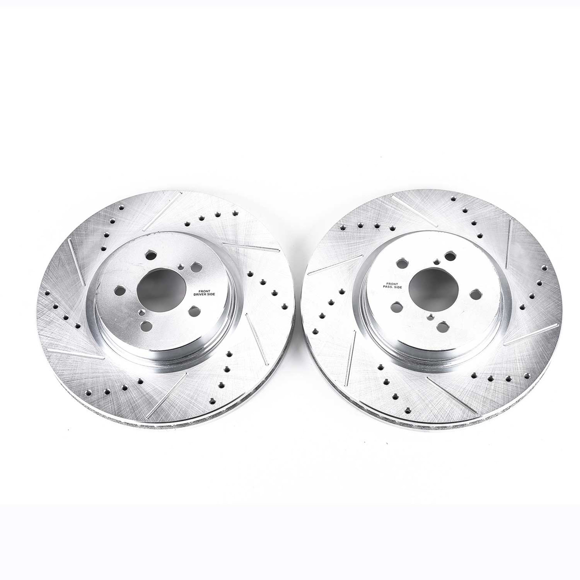 KIT-092121-119 2-Wheel Set Front Brake Disc and Pad Kit, Cross-drilled and Slotted 5 Lugs 316.48 mm Organic Evolution Drilled & Slotted Series, Includes (1) Disc and (1) Pad Set
