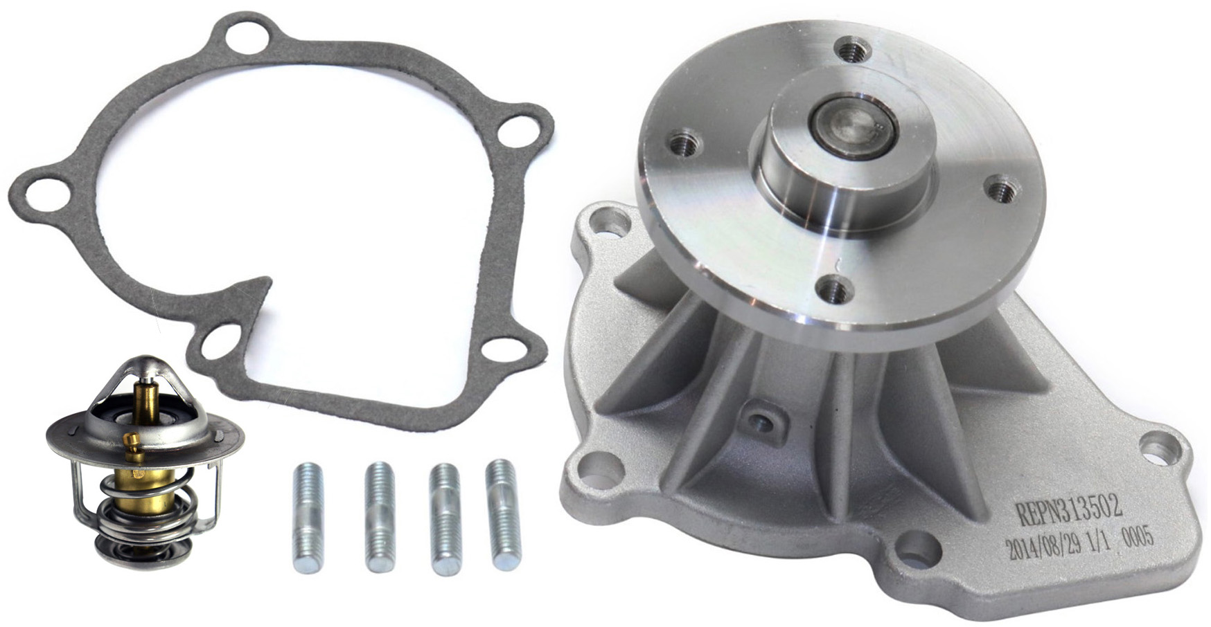 2-Piece Kit Water Pump, 2.4L, 4Cyl, New, With Gasket, Includes (1) Thermostat and (1) Water Pump