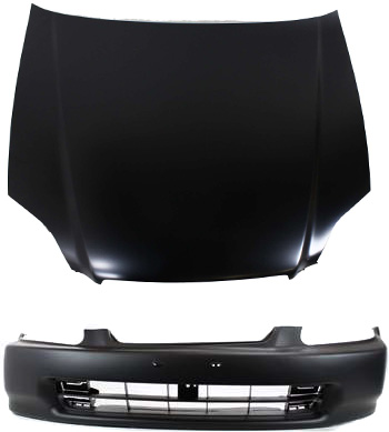 2-Piece Kit Factory Style Hood, Steel, Primed, Includes (1) Bumper Cover and (1) Hood