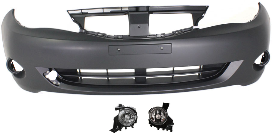 3-Piece Kit Front Primed Bumper Cover, Sedan, Includes (1) Bumper Cover and (2) Fog Light