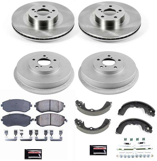 KOE15467DK Front and Rear Brake Disc and Pad Kit, Natural Finish, Plain Surface, 5 Lugs, 293.88 mm, Ceramic, Z17 OE Replacement