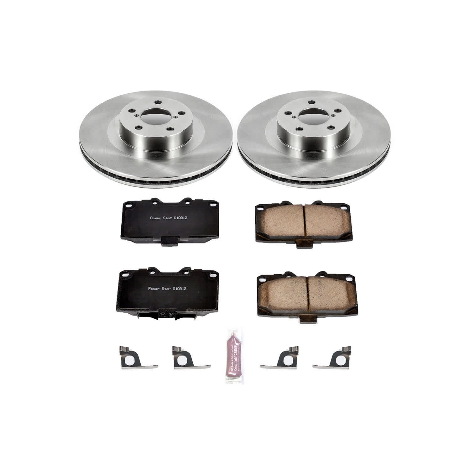 KOE2367 Front Brake Disc and Pad Kit, Natural Finish, Plain Surface, 5 Lugs, 294 mm, Ceramic, Z17 OE Replacement