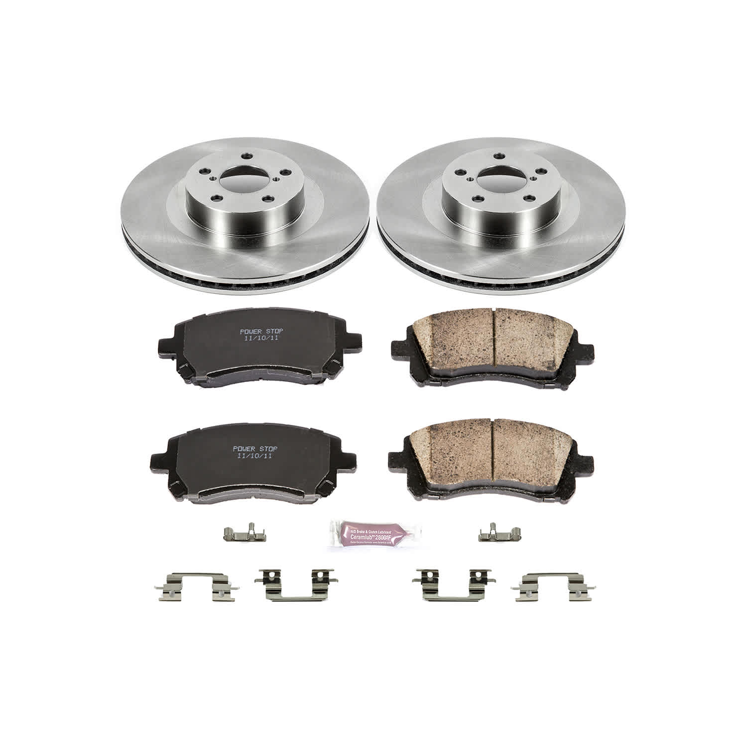 KOE2369 Front Brake Disc and Pad Kit, Natural Finish, Plain Surface, 5 Lugs, 294 mm, Ceramic, Z17 OE Replacement