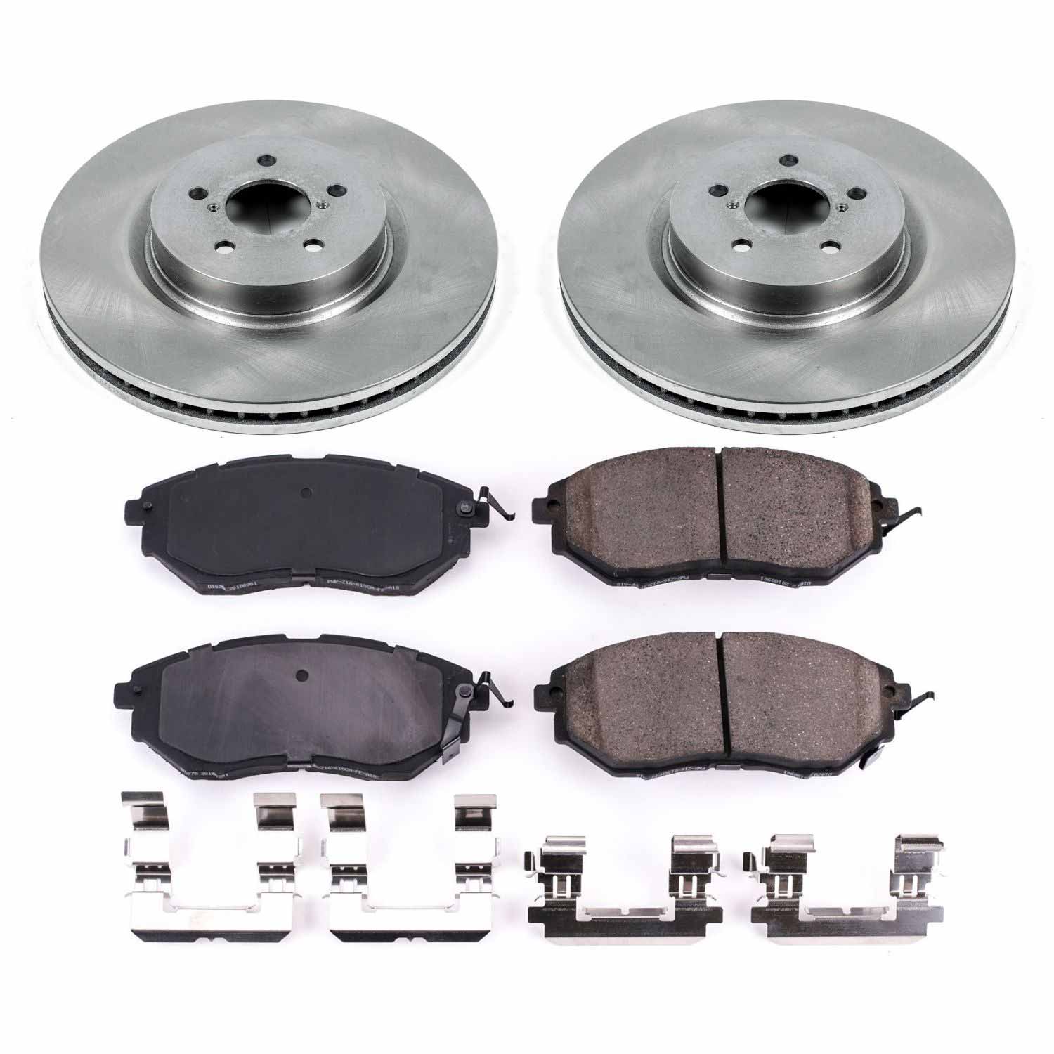 KOE285 Front Brake Disc and Pad Kit, Natural Finish, Plain Surface, 5 Lugs, 316.5 mm, Ceramic, OE Replacement Series