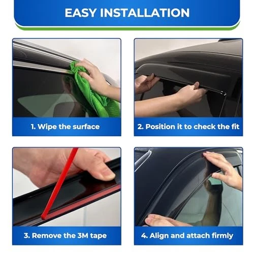 KPY Window Visor Compatible with Mitsubishi Mirage Hatchback 2014-2020, 4PC Rain