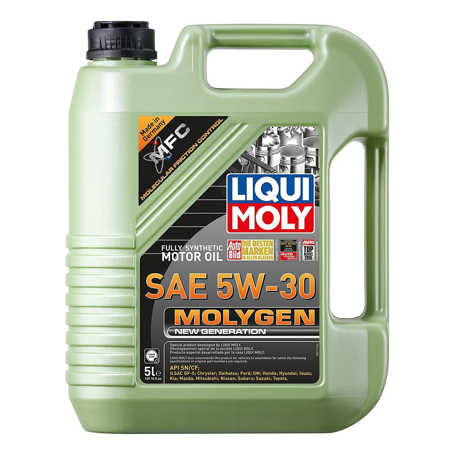 20228 Full Synthetic Motor Oil, 5 Liters, Sold Individually, Molygen New Generation Series
