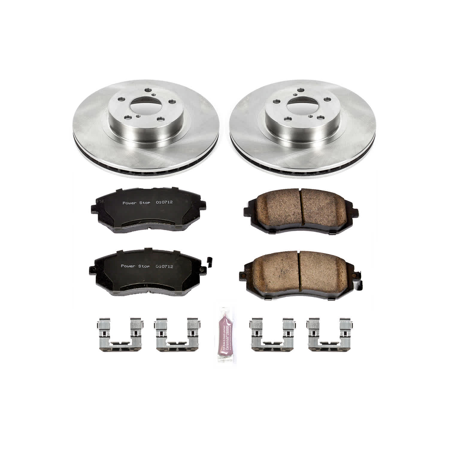 KOE1124 Front Brake Disc and Pad Kit, Natural Finish, Plain Surface, 5 Lugs, 277 mm, Ceramic, Z17 OE Replacement - Image 2